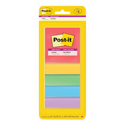 Post-it Super Sticky Notes - Pkg of 5, 3" x 3", Playful Primaries, Blank front of packaging