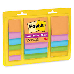 Post-it Super Sticky Notes - Pkg of 15, Assorted Sizes, Energy Boost Collection Assortment front of packaging