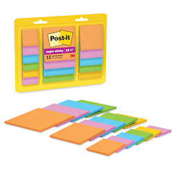 Post-it Super Sticky Notes - Pkg of 15, Assorted Sizes, Energy Boost Collection Assortment