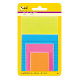 Post-it Super Sticky Notes - Pkg of 4, Assorted Sizes, Energy Boost Collection Assortment front of packaging