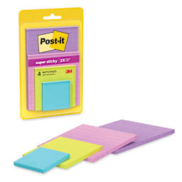 Post-it Super Sticky Notes - Pkg of 4, Assorted Sizes, Supernova Neon Collection Assortment
