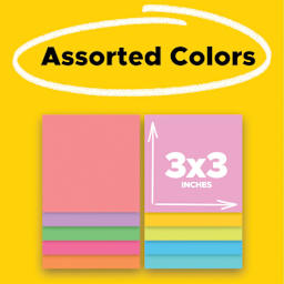 Assorted Colors. 3" x 3"