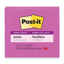 Post-it Super Sticky Notes - Single Pad, 3" x 3", Bright Pink, Blank front of packaging