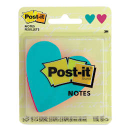 Post-it Note Shapes - Heart, Pkg of 2, 3" x 3" - front of packaging