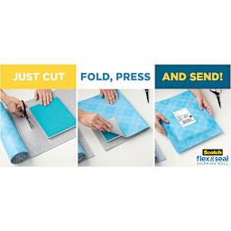 Scotch Flex & Seal Shipping Roll - Three steps to wrapping items shown