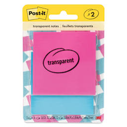Post-It Transparent Notes - 2.8" x 2.8", Pink and Blue front of packaging
