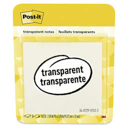 Post-It Transparent Notes - Single Pad, 2.8" x 2.8", White front of packaging