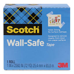 Scotch Wall-Safe Tape - Single, 1" x 72 Yards front of packaging