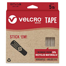 Velcro Brand ECO Collection Tape, White, 10 ft x 7/8", Front Of Package