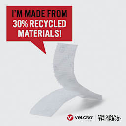 Velcro Brand ECO Collection Strips, White, Pkg of 8, 2-1/2" x 3/4"