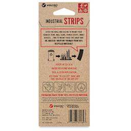 Velcro Brand ECO Collection Industrial Strips, Pkg of 2, Black, 3" x 1-3/4", Back Of Package