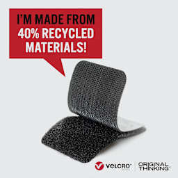 Velcro Brand ECO Collection Industrial Strips, Pkg of 2, Black, 3" x 1-3/4"