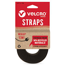 Velcro Brand ECO Collection Straps, Black, 10 ft x 1" Roll, Front Of Package