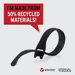 Velcro Brand ECO Collection Straps, Black, 5" x 3/8", Pkg of 6