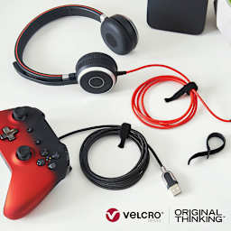 Velcro Brand ECO Collection Straps, Black, 5" x 3/8", Pkg of 6, Used On Cables