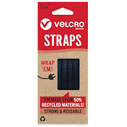 Velcro Brand ECO Collection Straps, Black, 5" x 3/8", Pkg of 6, Front Of Package