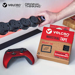 Velcro Brand ECO Collection Industrial Tape, Black, 8 ft x 1-7/8" With Power Strip