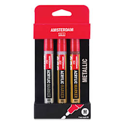 Amsterdam Acrylic Marker - Metallic Colors, Set of 3, front of the packaging