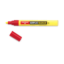 Amsterdam Acrylic Markers - 4 mm nib Primary Yellow Marker uncapped
