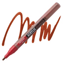 Amsterdam Acrylic Marker - Burnt Sienna, 2 mm marker and swatch