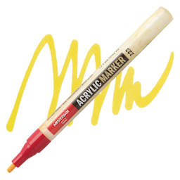 Amsterdam Acrylic Marker - Naples Yellow Deep, 2 mm marker and swatch