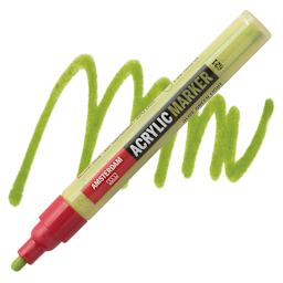 Amsterdam Acrylic Marker - Olive Green Light, 4 mm marker and swatch