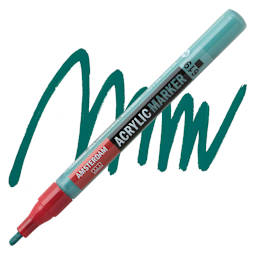 Amsterdam Acrylic Marker - Permanent Green Deep, 2 mm marker and swatch