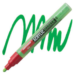 Amsterdam Acrylic Marker - Permanent Green Light, 4 mm marker and swatch