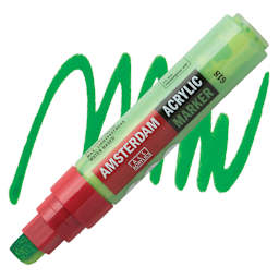 Amsterdam Acrylic Marker - Permanent Green Light, 15 mm marker and swatch