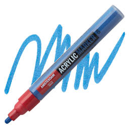 Amsterdam Acrylic Marker - Phthalo Blue, 4mm marker and swatch
