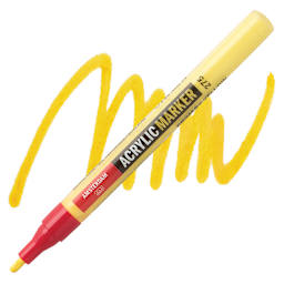 Amsterdam Acrylic Marker - Primary Yellow, 2 mm marker and swatch