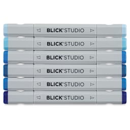 Blick Studio Brush Markers - Blue Colors, Set of 6 (Out of package)