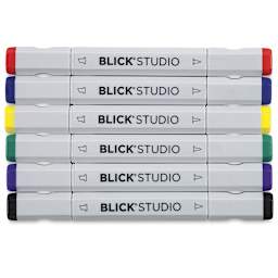 Blick Studio Brush Markers - Assorted Colors, Set of 6 - with caps on
