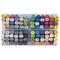 Blick Studio Brush Markers - Assorted Colors, Set of 96 - top of packaging