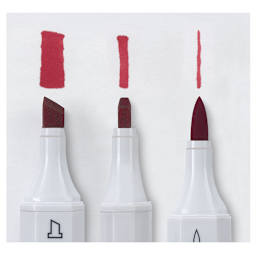 Blick Studio Brush Markers - Nibs. Three nib widths with sample lines.