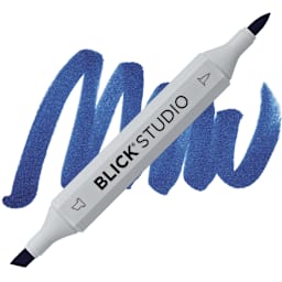 Blick Studio Brush Marker - Ink Blue marker and swatch