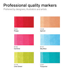 Winsor & Newton Promarker Brush Markers - Mid Tones, Set of 6, color swatches