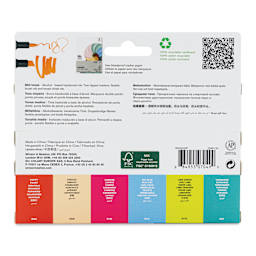 Winsor & Newton Promarker Brush Markers - Mid Tones, Set of 6, back of the packaging