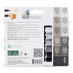 Winsor & Newton Promarker Brush Markers - Neutral Tones, Set of 12, back of the packaging