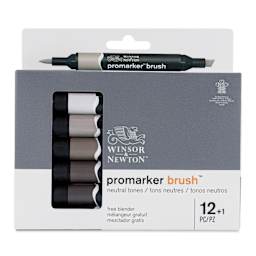 Winsor & Newton Promarker Brush Markers - Neutral Tones, Set of 12, front of the packaging