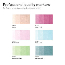 Winsor & Newton Promarker Brush Markers - Pastel Tones, Set of 6, color swatches