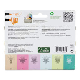 Winsor & Newton Promarker Brush Markers - Pastel Tones, Set of 6, back of the packgaing