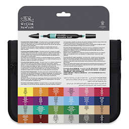Winsor & Newton Promarker Brush Markers - Student Designer Colors, Set of 24 (back of package)