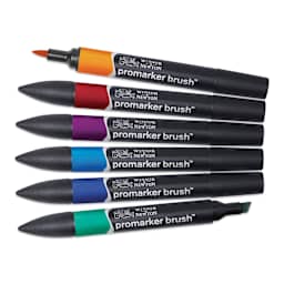 Winsor & Newton Promarker Brush Markers - Rich Tones, Set of 6, markes fanned out