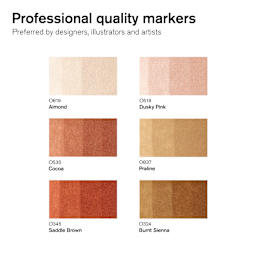 Winsor & Newton Promarker Brush Markers - Skin Tones, Set of 6, color swacthes