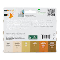 Winsor & Newton Promarker Brush Markers - Skin Tones, Set of 6, back of the packaging