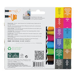 Winsor & Newton Promarker Brush Markers - Vibrant Tones, Set of 12, back of the packaging