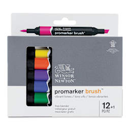 Winsor & Newton Promarker Brush Markers - Vibrant Tones, Set of 12, front of the packaging