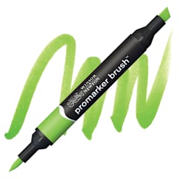 Winsor & Newton Promarker Brush Marker - Bright Green marker and swatch