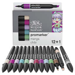Winsor & Newton Promarker - Manga Chibi, Set of 13, markers laid out